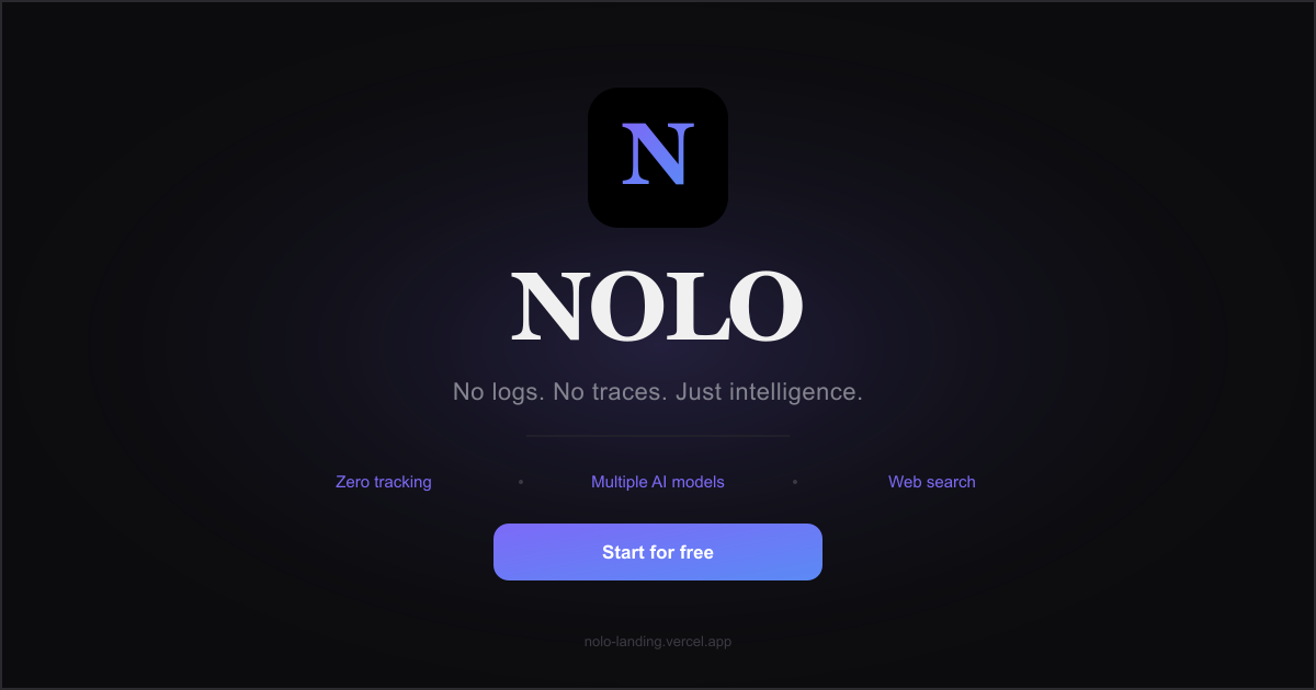 NOLO · Private AI with no account · chat, web search, images and documents